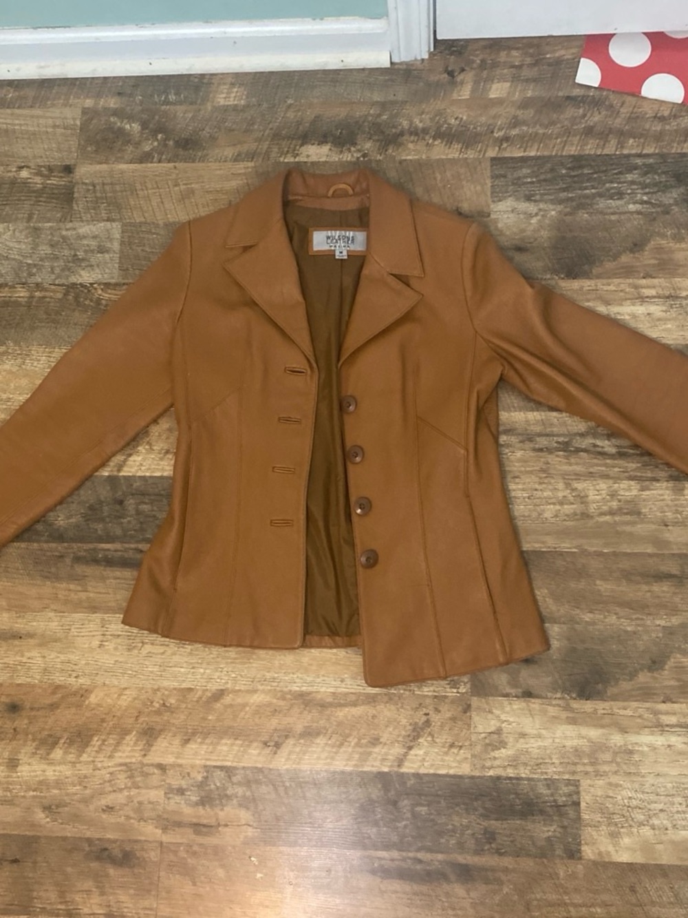 Coldwater Creek Women's Camel Brown Leather Blazer